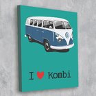 Tela Decorativa I Love Kombi Azul - 30x40cm