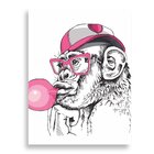 Tela Decorativa Macaco Óculos E Chiclete - 30x40cm