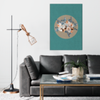 Tela Decorativa Mulher Floral  Fundo Green