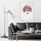 Tela Decorativa Mulher Floral Black Mouth And Flowers