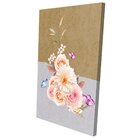 Tela Decorativa Mulher Floral Borboletas E Flores Bege