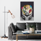 Tela Decorativa Mulher Floral Gold Moon