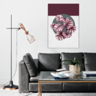 Tela Decorativa Mulher Floral Plantas Roxas