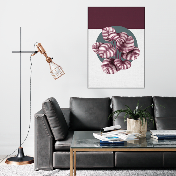 Tela Decorativa Mulher Floral Plantas Roxas