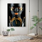 Tela Decorativa Mulher Preto E Dourado