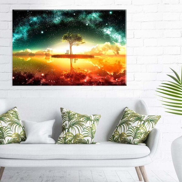 Tela Decorativa Paisagem Árvore Da Vida