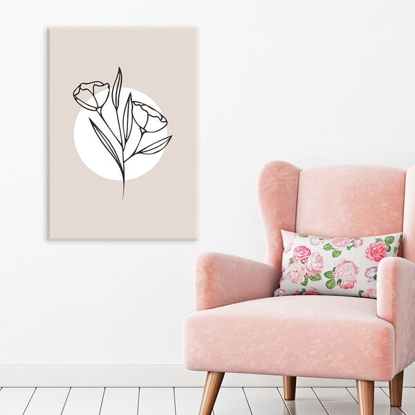 Tela Decorativa Rosas Minimalista Premium