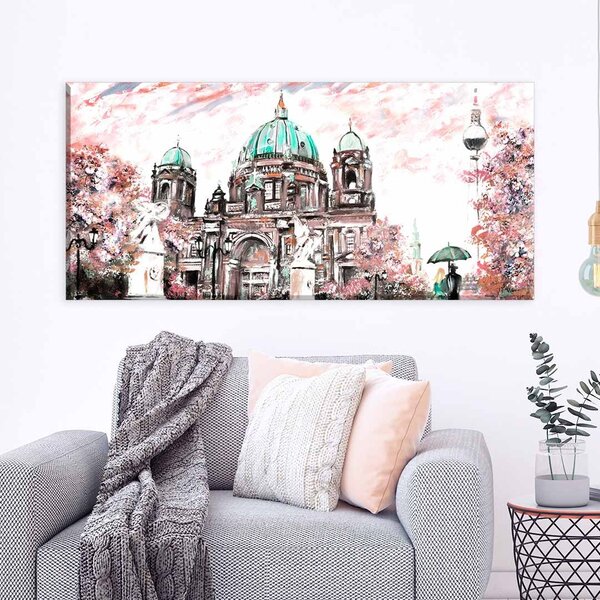 Tela Decorativa Slim Pintura Rosa