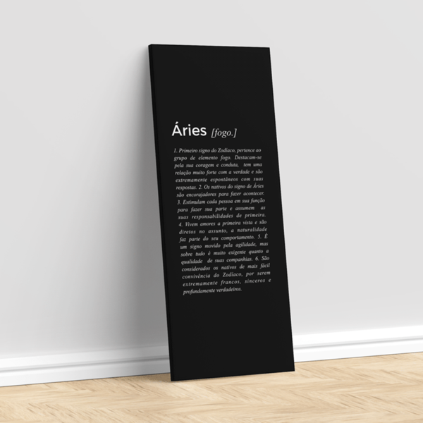 Tela Decorativa Slim Signo Áries Preto