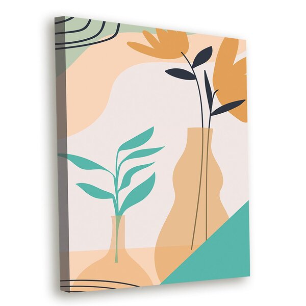Tela Decorativa Vasos Plantas Abstratas - 30x40cm