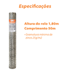Tela Hexagonal Galinheiro Galv. 2" Fio 23 1,80x50m Rino Agro