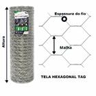 Tela Hexagonal Tag Malha 3" Fio Bwg 16 (1,65mm) Rl 25x0,8m