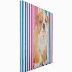 Tela Impressa Cachorro Fundo Listras Fullway 60x60x3cm