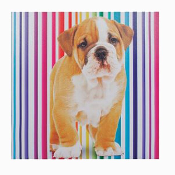 Tela Impressa Cachorro Fundo Listras Fullway 60x60x3cm