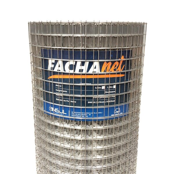 Tela Reboco Fachanet (fio 18 1,24mm / Malha 2,5cm) - Rolo 25m