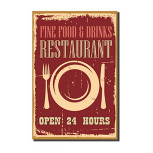 Tela Restaurant Fine Food E Drinks Colorido 20 X 30 X 1.5 Cm