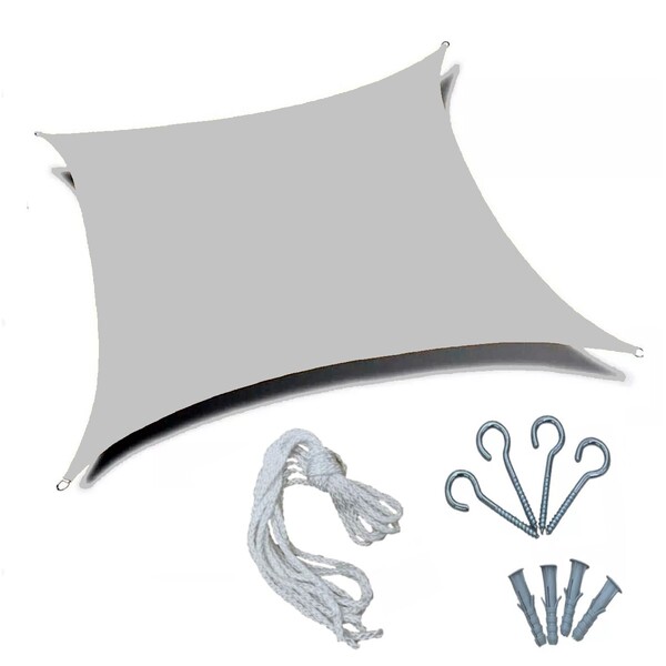 Tela Sombreamento Cobertura 5m Quadrada Cinza Kit Instalação
