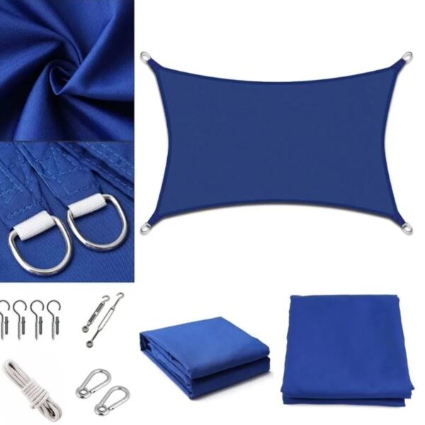 Tela Toldo Sombreamento Shade 3x2mts + Kit Instal. Cor Azul