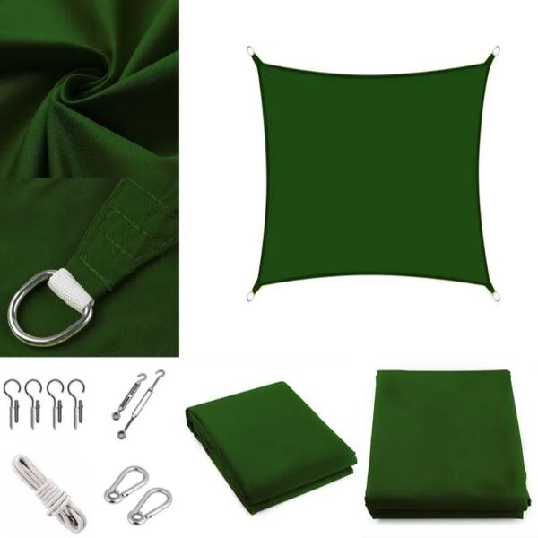 Tela Toldo Sombreamento Shade 3x3mts + Kit Instal. Cor Verde