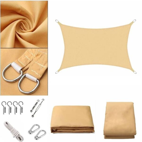 Tela Toldo Sombreamento Shade 4x2mts + Kit Instal. Cor Areia