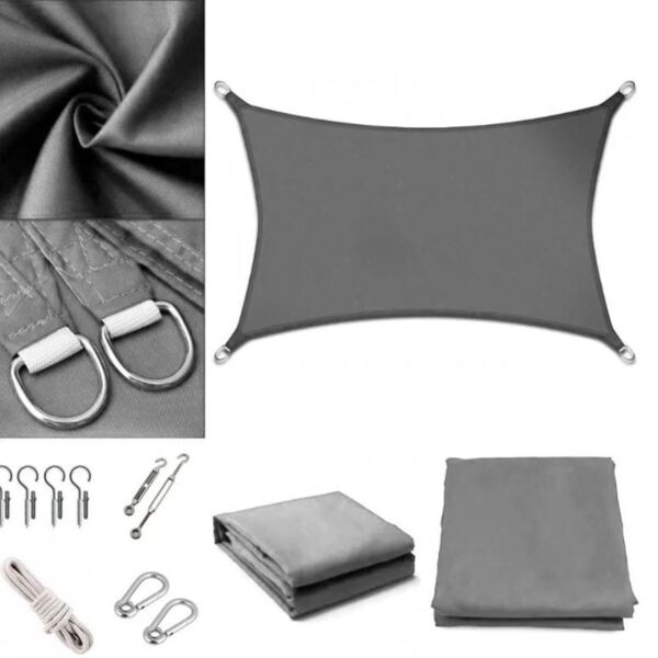 Tela Toldo Sombreamento Shade 5x3mts + Kit Instal. Cor Cinza