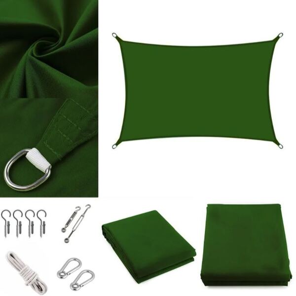 Tela Toldo Sombreamento Shade 6x4mts + Kit Instal. Cor Verde