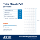 Telha de PVC Plana 198x0,88x1,6cm 1,6mm Terracota Afort