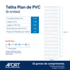 Telha de PVC Plana 33x0,88x1,6cm 1,6mm Marfim Afort