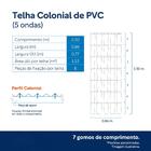 Telha Plástica Colonial 5 Ondas 230x86cm 1,7mm Marfim Afort