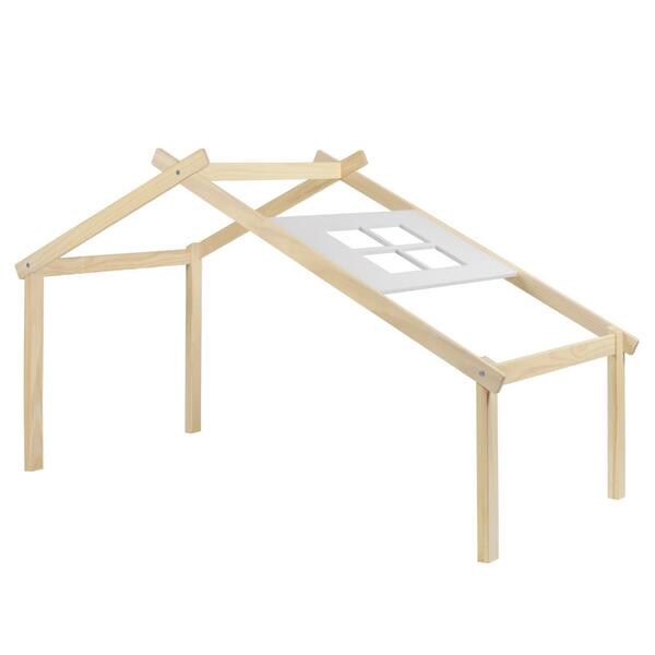 Telhado V Casinha Prime Em Madeira Maciça Natural/branco Casa