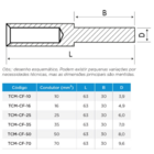 Terminal De Compressão Maciço Pino Curto 16mm