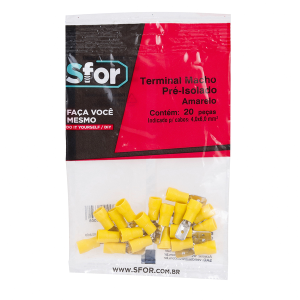 Terminal Pré Isolado Macho AM 4x6mm² 20 peças Sforplast