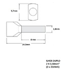 Terminal Tubular Ilhós Duplo 0,50 Mm² Branco 100 Peças