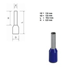 Terminal Tubular Ilhós Simples 2,50 Mm² Azul 100 Peças