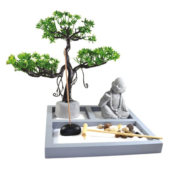 Terrário Bandeja Areia Altar Jardim Zen Decorativo Buda Madei