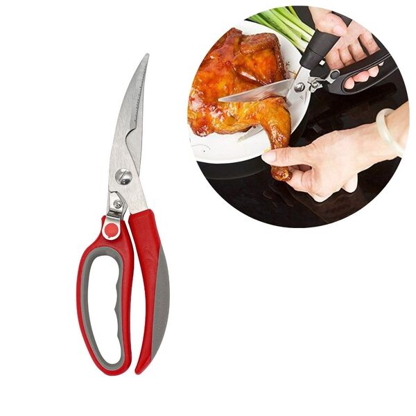 Tesoura Multiuso Aço Inox Prime Com Trava Ideal Para Frango E