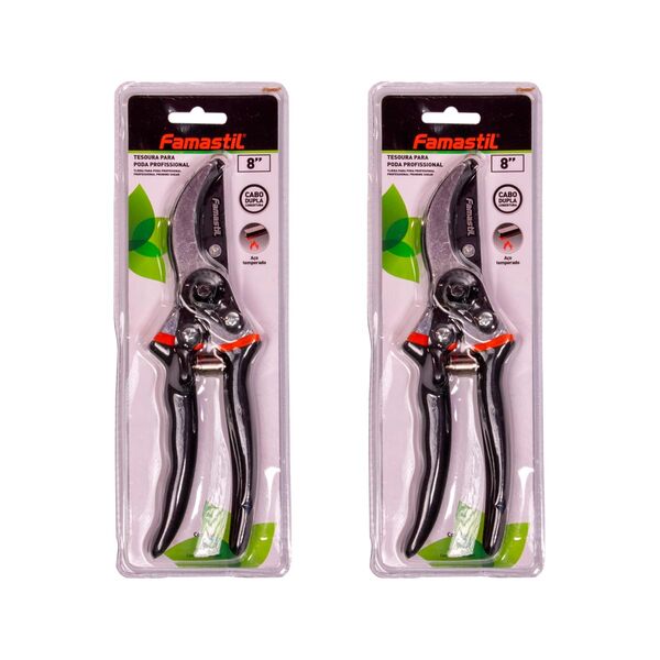 Tesoura Para Poda Famastil Profissional 8" Kit 2 Un