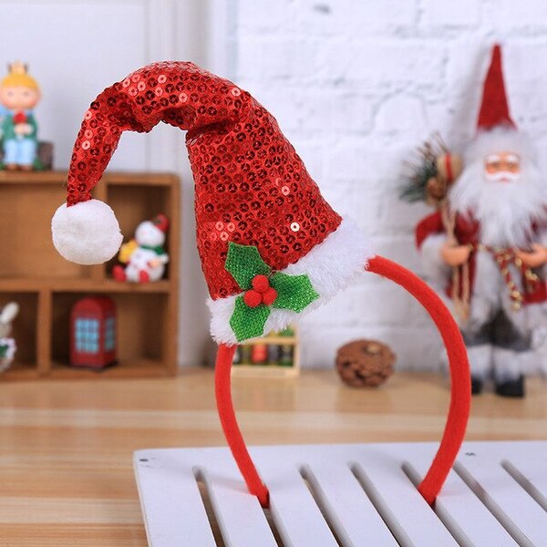 Tiara Gorro Vermelho Natal Arco Enfeite Cabeça Fantasia Noel