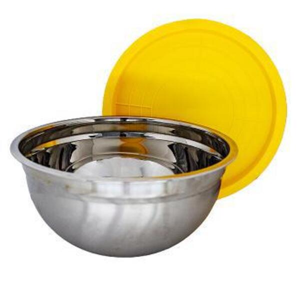 Tigela Bowl Saladeira Inox 22cm Com Tampa Amarela