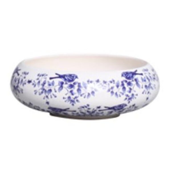 Tigela Cerâmica Ikebana Passarinho - Victoria Branco 25cm