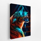 Tigre Azul Desenho Animais Decorativo Quadro Canvas 140x90cm