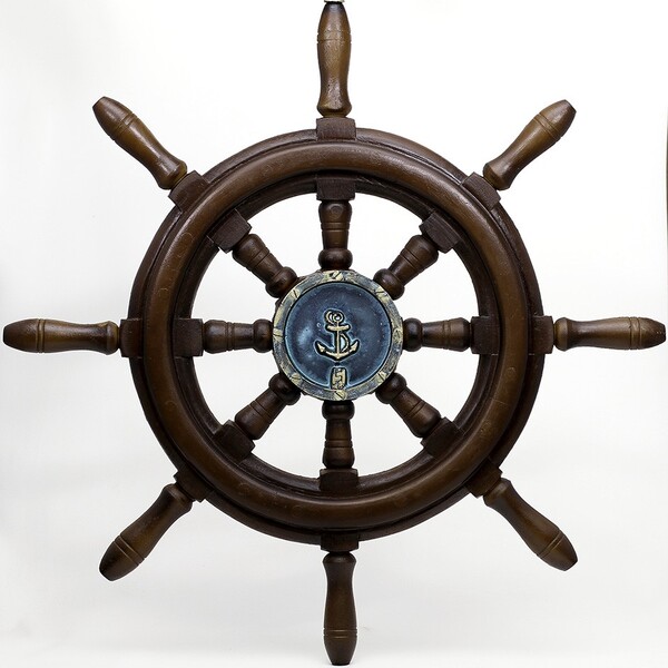 Timão De Barco Decorativo Em Resina 50cm Náutica