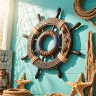 Timão Leme Marinheiro Decoração Casa De Praia Náutica 43cm