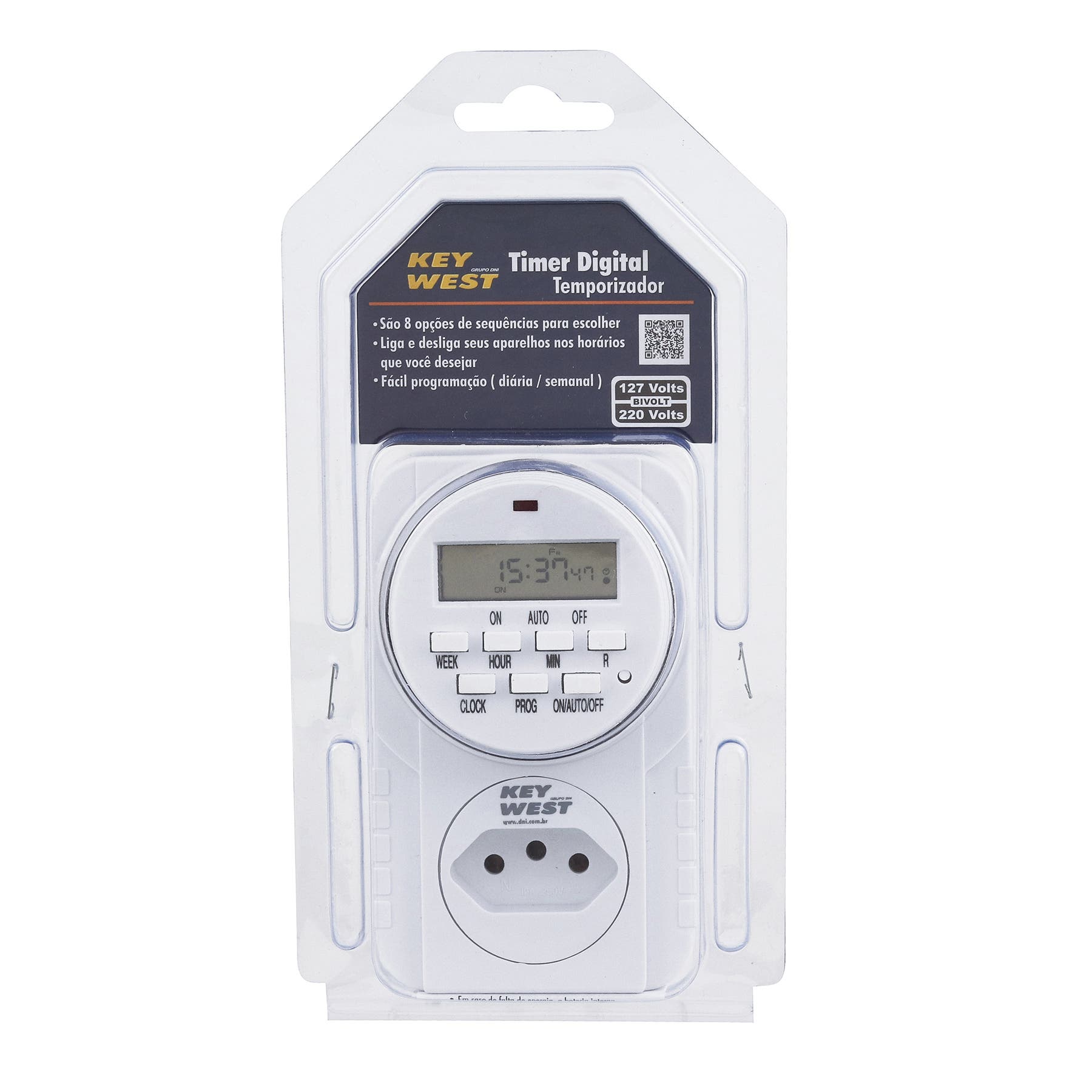 Timer Digital de Tomada 56 Programações Bivolt 6610 DNI | Leroy Merlin