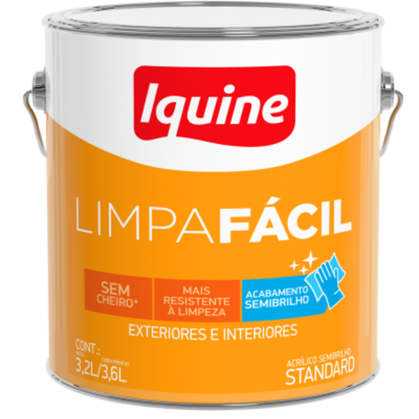 Tinta Acr. Limpa Fácil 3,6l Semibrilho Branco Neve - Iquine