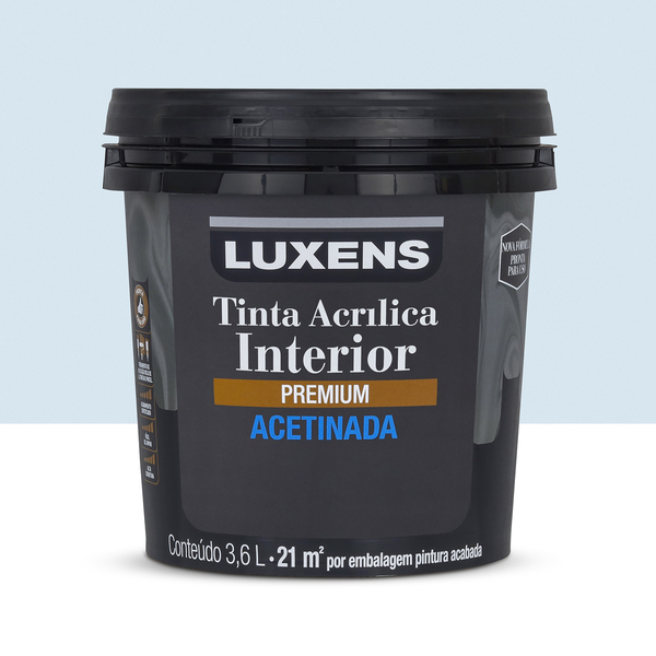 Tinta Acrílica Acetinada Premium Interior Azul Cristalino 3,6 L Luxens