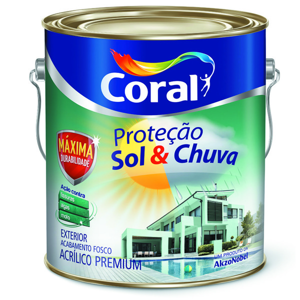 Tinta Acrílica Fosco Proteção Sol & Chuva Premium Branco 3,6L Coral ...