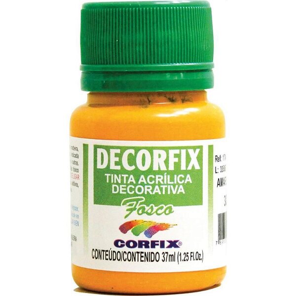 Tinta Acrílica Decorfix Fosca 37ml Amarelo Ca Cx Com 06