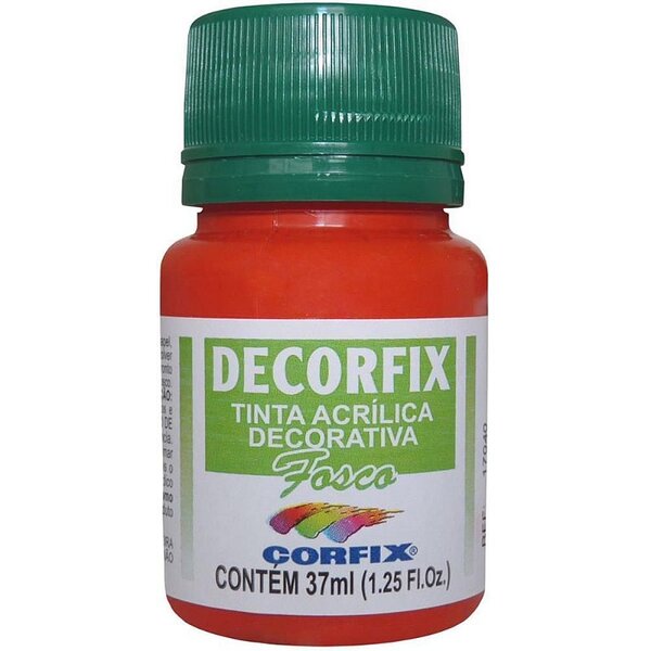 Tinta Acrílica Decorfix Fosca 37ml Vermelho F Cx Com 06