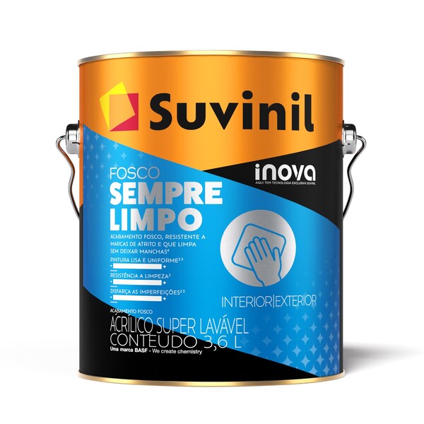 Tinta Acrílica Fosca Inova Sempre Limpo Premium Interno e Externo Branco Neve 3,6L Suvinil